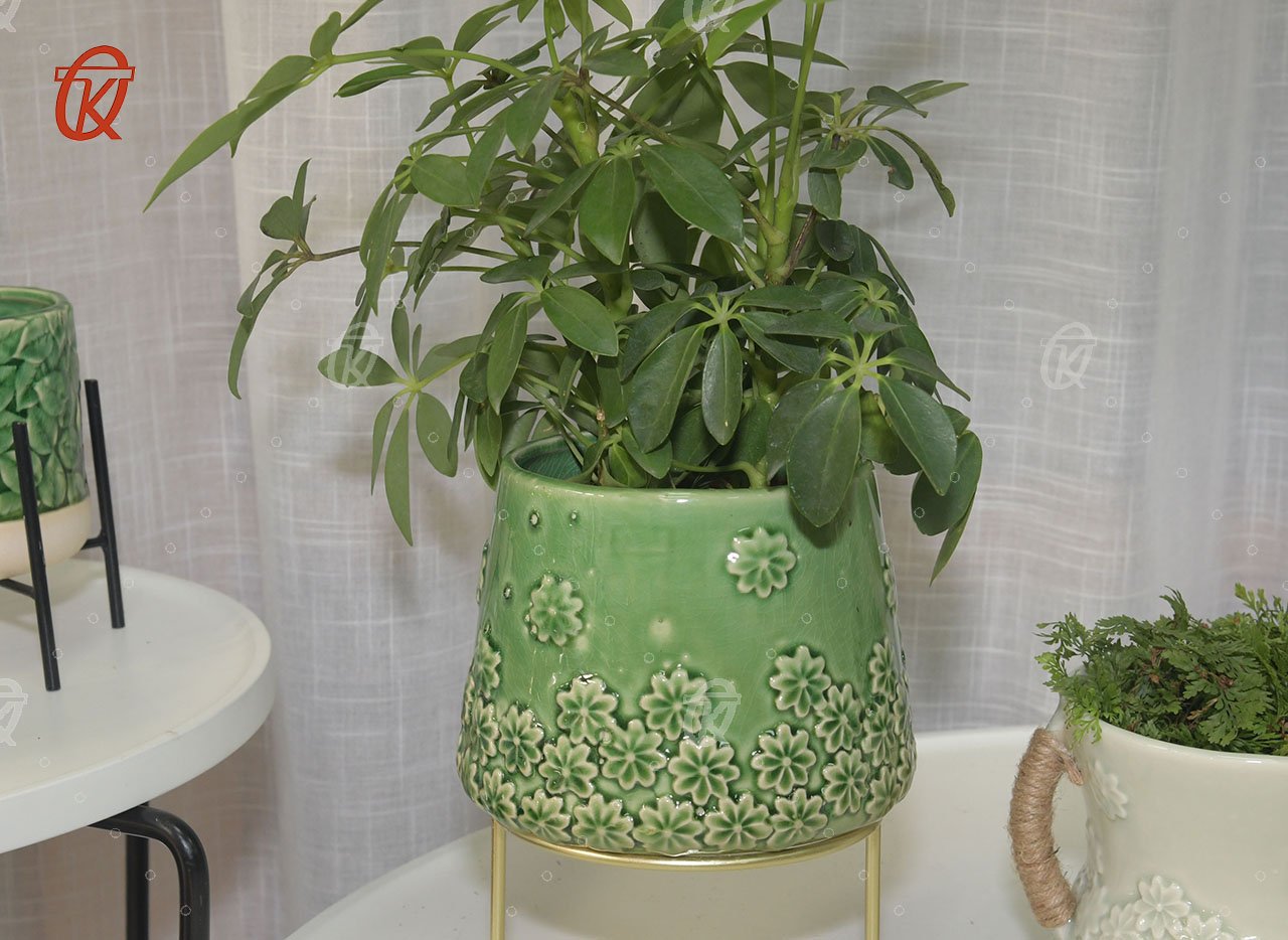 Garden decoration round stoneware flower pot