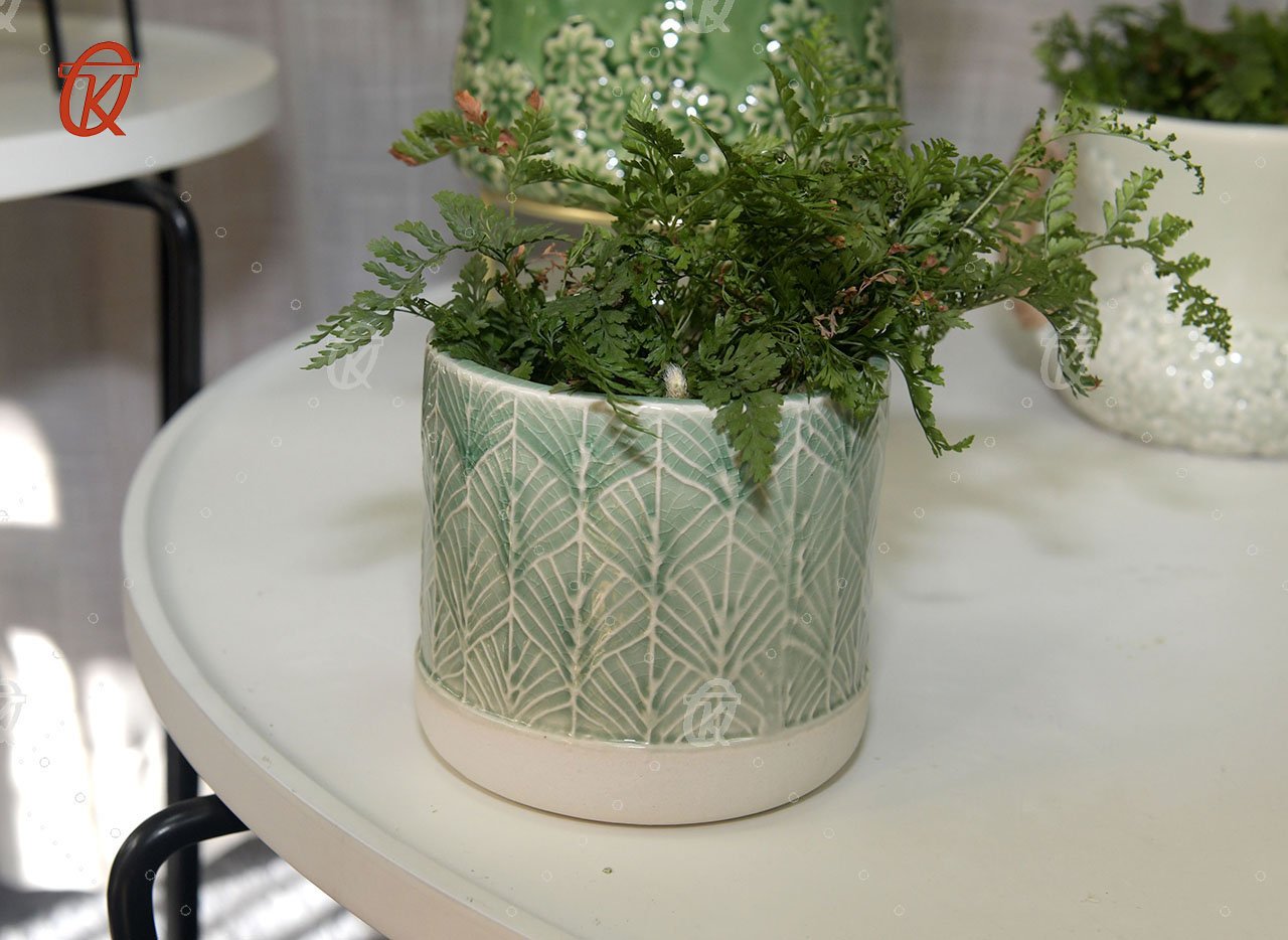 Garden decoration round stoneware flower pot