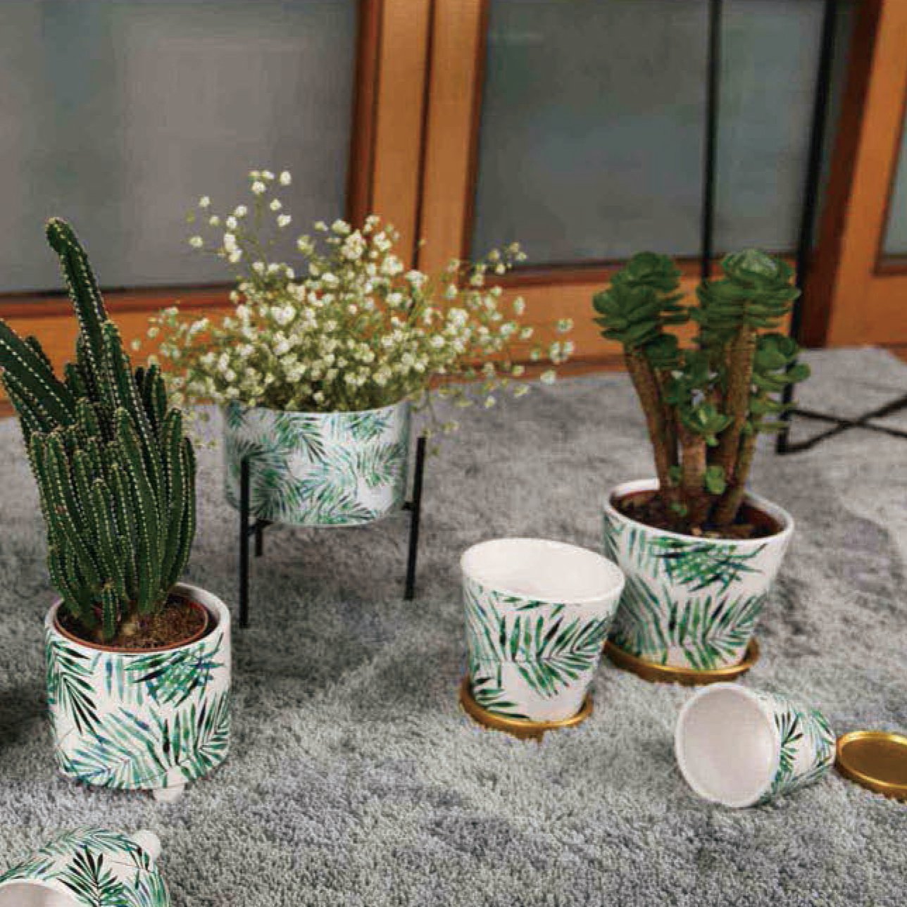 Wholesale Multi Color Round Ceramic Flower Pot With Tray Home Decor