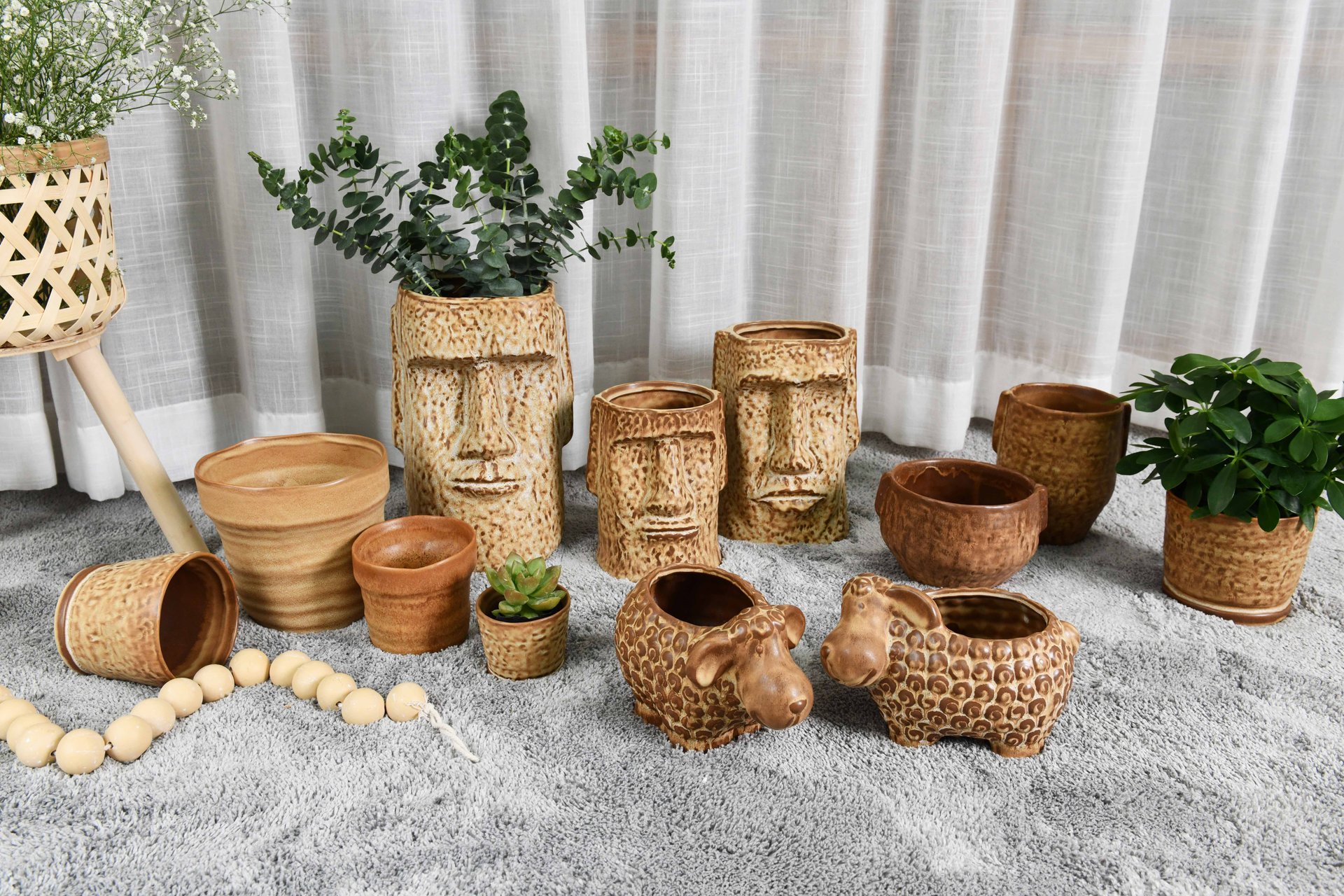 Wholesale Cheap Brown Glazed Ceramic Planter Pot