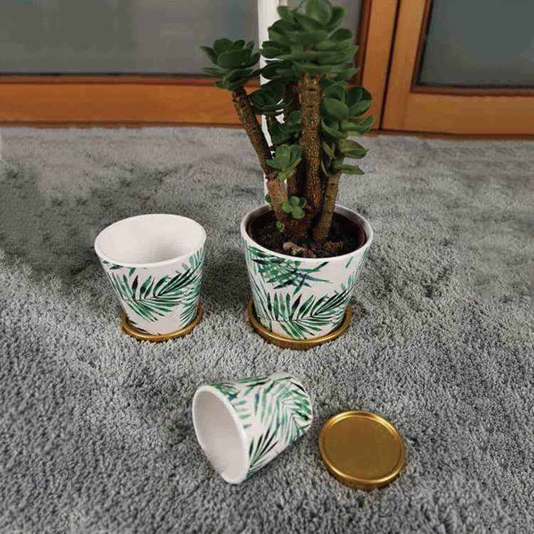 Wholesale Multi Color Round Ceramic Flower Pot With Tray Home Decor