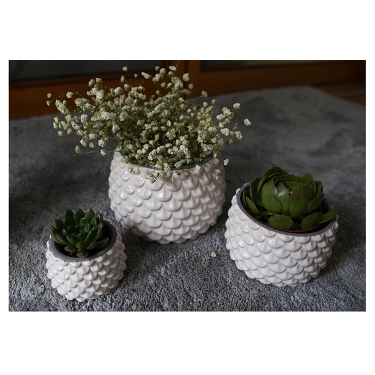 Hot Selling Big White Barrel Shaped Outdoor Ceram Garden Planter Pot