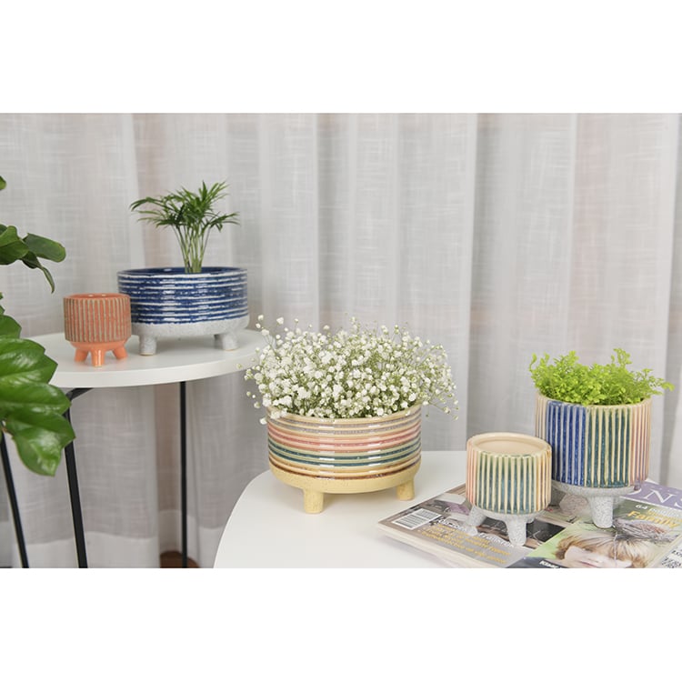 Custom Retro Design Round Ceramic Flower Pot For Sale