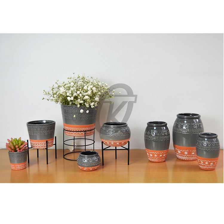 Wholesale Cheap Round Brown Glazed Ceramic Planter Pot
