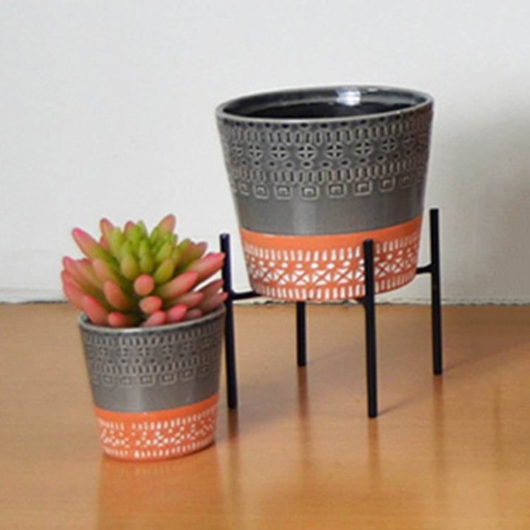 Wholesale Cheap Round Brown Glazed Ceramic Planter Pot