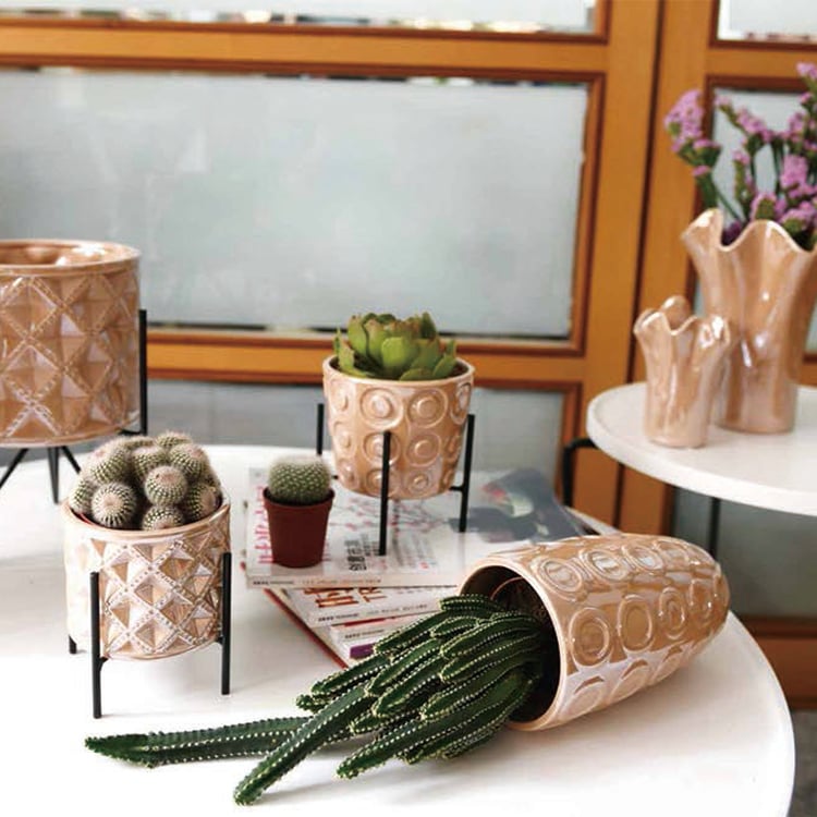 Fish Scale Pattern Garden Planters Small Ceramic Flower Pot