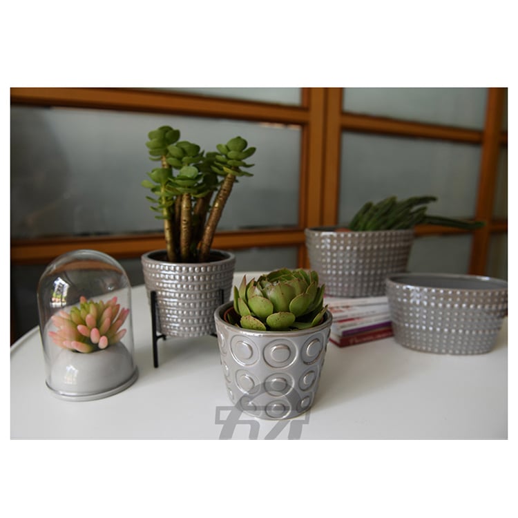 New Style Glass Cover Bonsai Ceramic Planter Decor Flower Pot