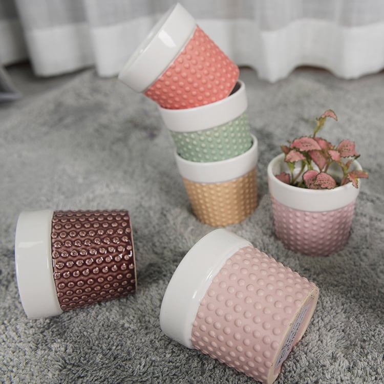 Small Light Cup Shaped Succulent Ceramic Planter Flower Pot