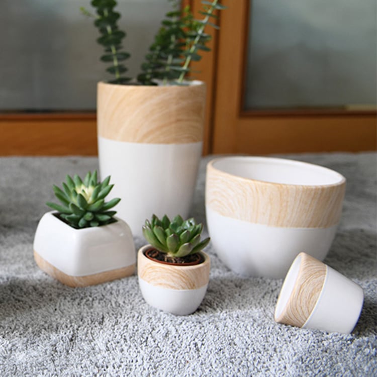 Hot Promotion Fashion Design Wood Painting Ceramic Flowerpot