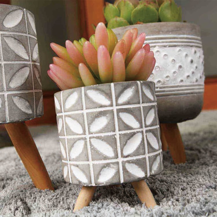 Hot Sale Modern Rustic Square Garden Planter Plant Flower Pot With Wood Stand