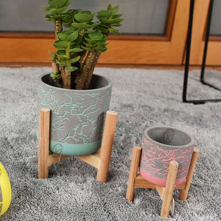 Custom Round Outdoor Small Cement Clay Flower Pots For Plants