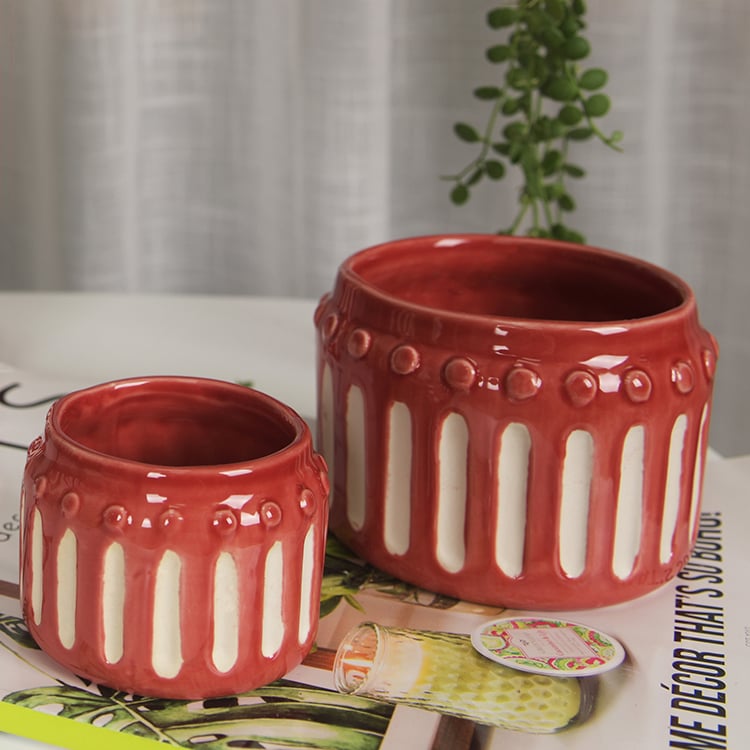 Home Green Plants Potted Round Personality Ceramic Plant Pot