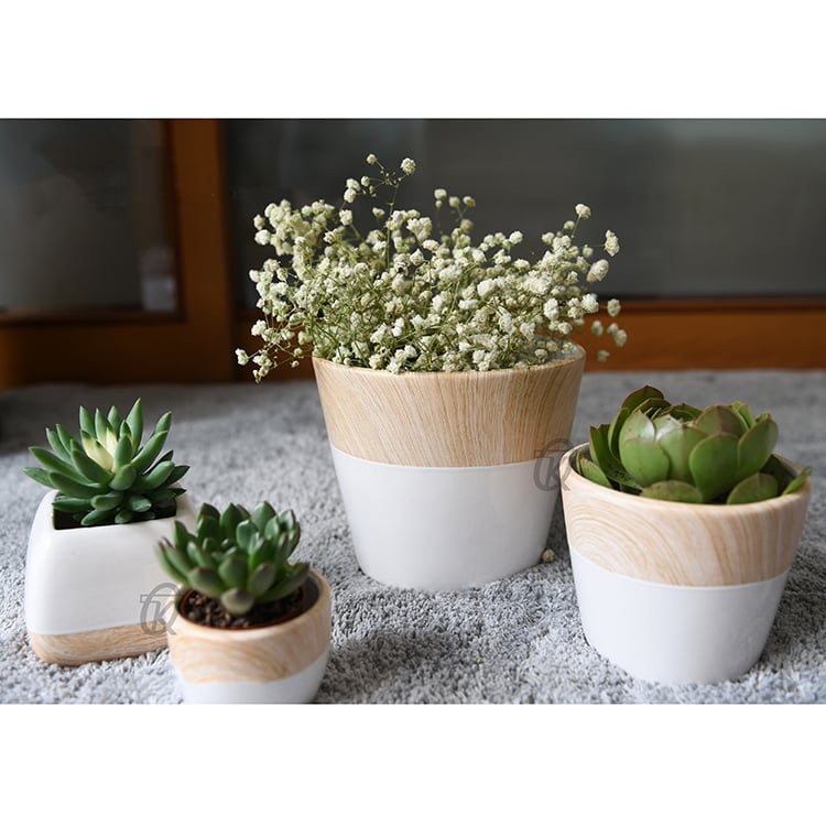 Hot Promotion Fashion Design Wood Painting Ceramic Flowerpot