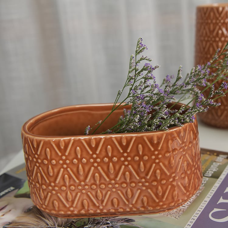 Garden Decoration Round Yellow Ceramic Strawberry Flower Pot