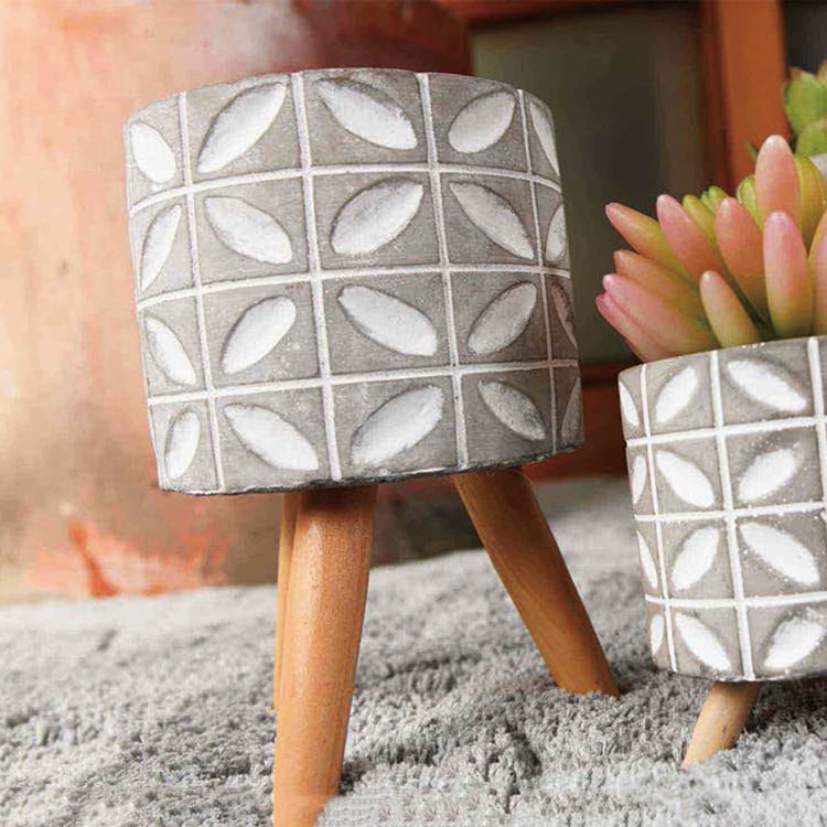 Hot Sale Modern Rustic Square Garden Planter Plant Flower Pot With Wood Stand