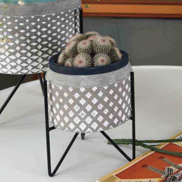 2023 Trend Pattern Design Mini Grey Cement Garden Planter Pot