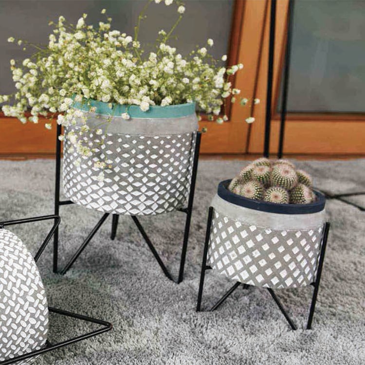 2023 Trend Pattern Design Mini Grey Cement Garden Planter Pot