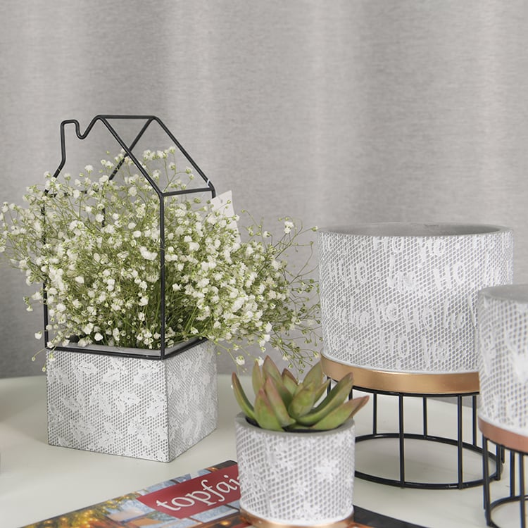 Hot Promotion Art Round Bulk Cement Planter Flower Pot