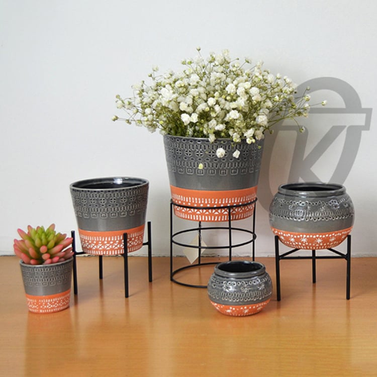 Wholesale Cheap Round Brown Glazed Ceramic Planter Pot