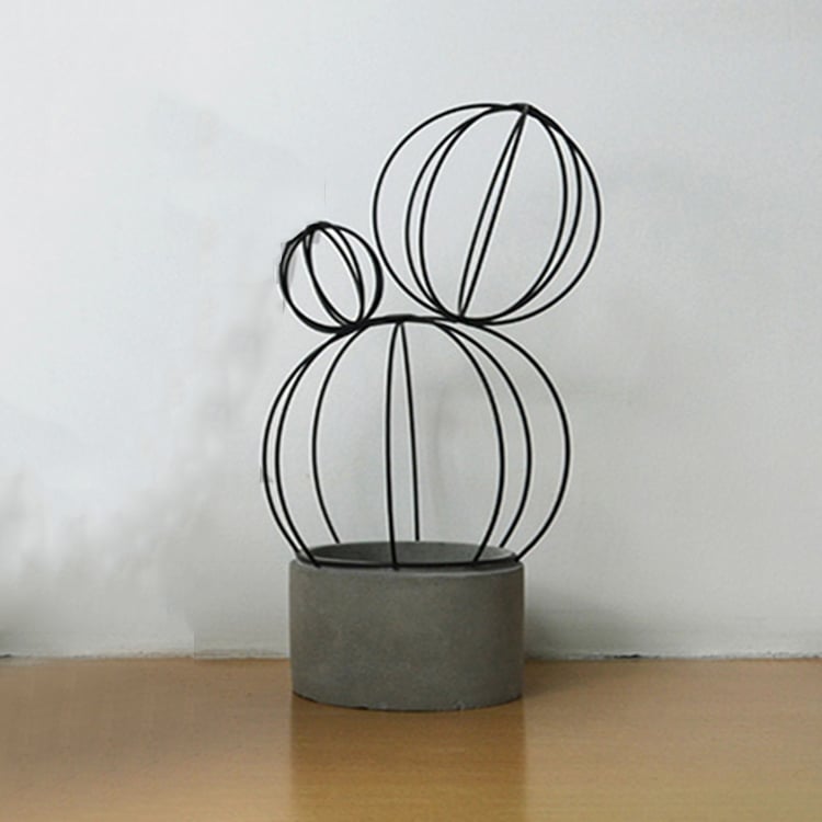 Cheap Metal Cactus Shaped Cement Succulent Plant Pot With Lid