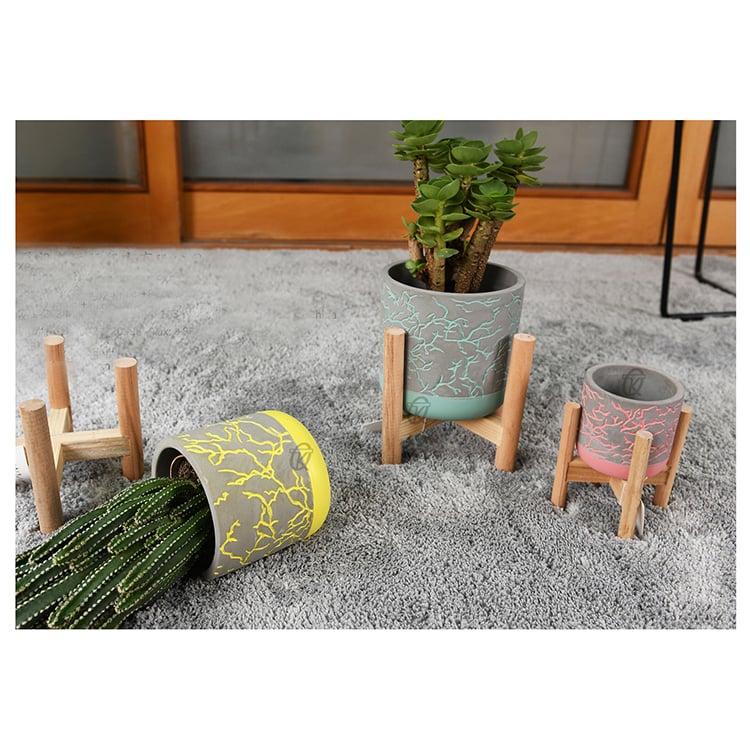 Custom Round Outdoor Small Cement Clay Flower Pots For Plants