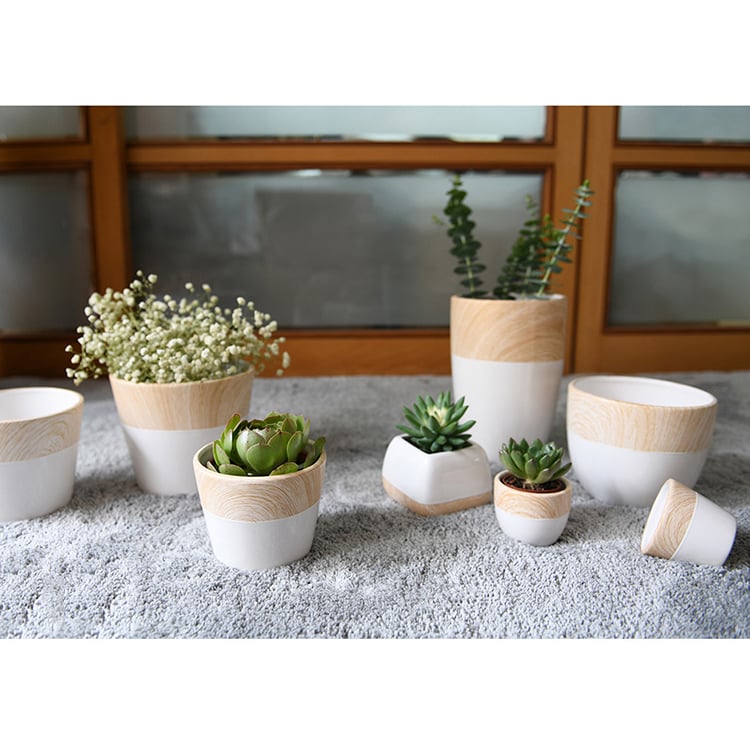 Hot Promotion Fashion Design Wood Painting Ceramic Flowerpot