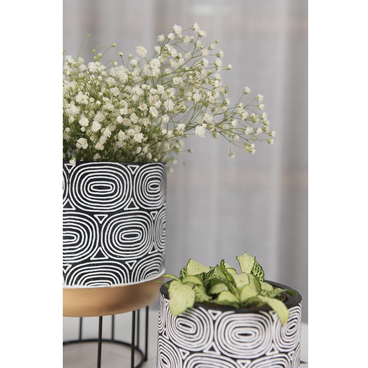 Garden Retro Flower Pot Iron Stand Small Cement Round Shape Planter Pot