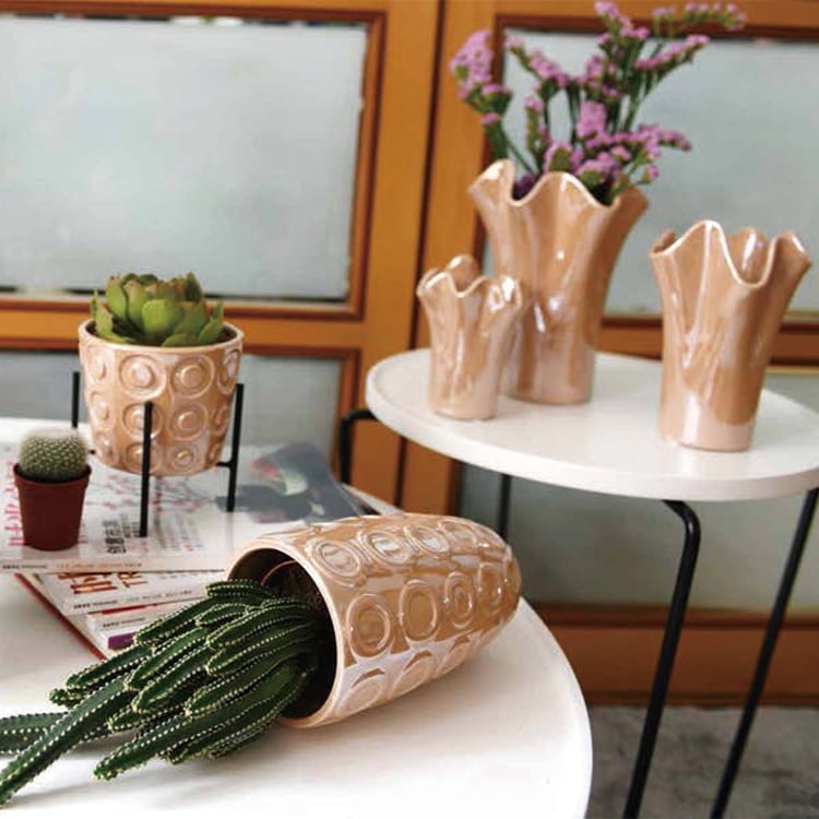 Fish Scale Pattern Garden Planters Small Ceramic Flower Pot