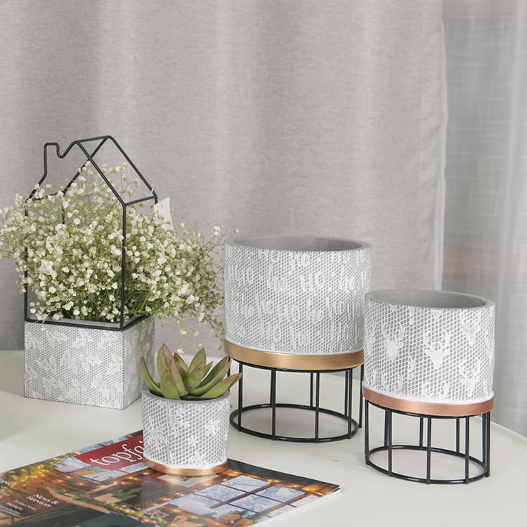 Hot Promotion Art Round Bulk Cement Planter Flower Pot