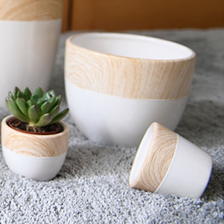 Hot Promotion Fashion Design Wood Painting Ceramic Flowerpot