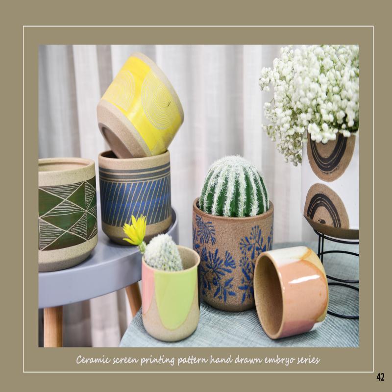 Custom Ceramic Screen Printing Pattern Hand Drawn Embrya Series