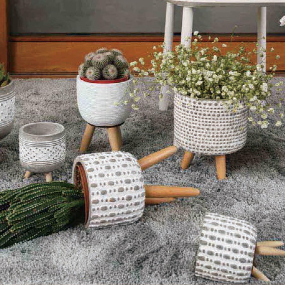 Hot Sale Modern Rustic Square Garden Planter Plant Flower Pot With Wood Stand