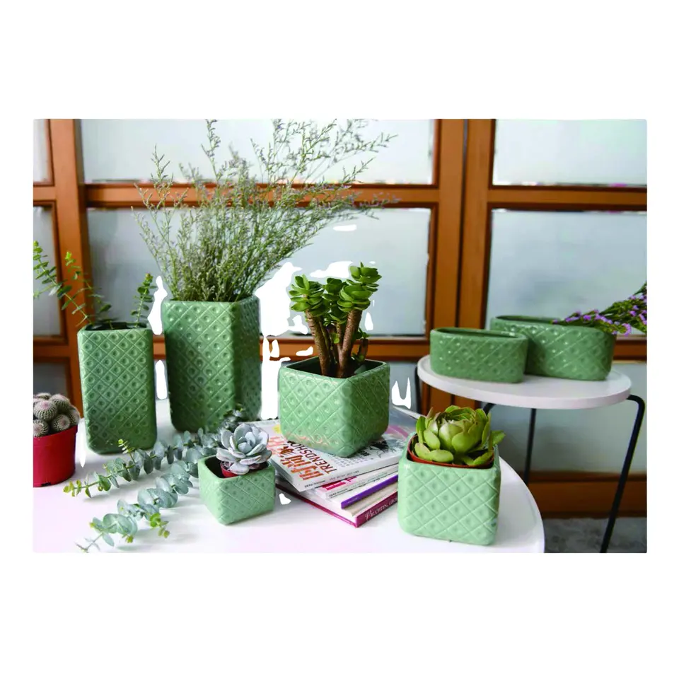 High Quality Outdoor Tall Rectangular Ceramic Flower Pots