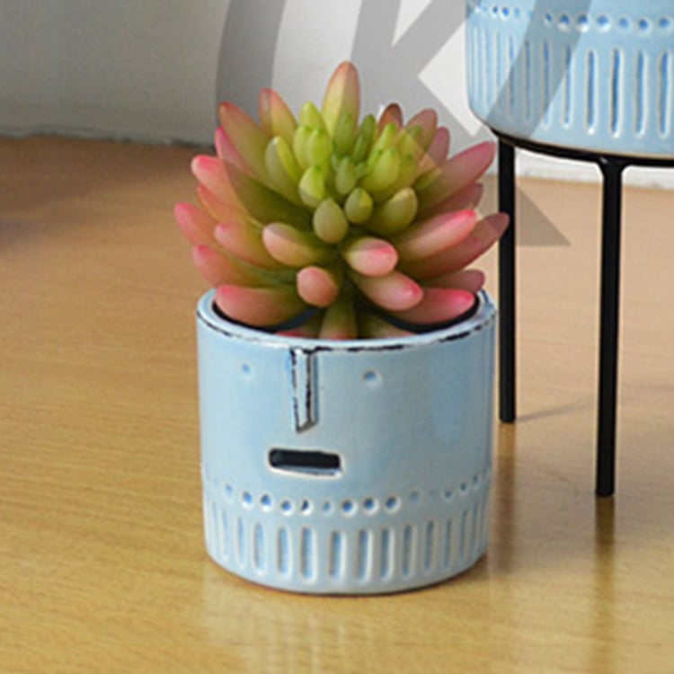 Unique Design Tall Blue Ceramic Glazed Flower Pot And Planter